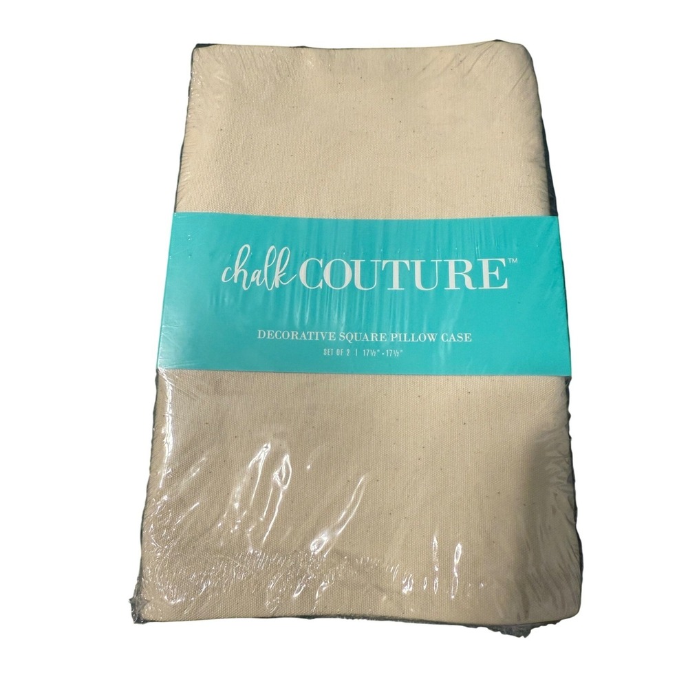 Chalk Couture Decorative Square Pillow Case Covers Set of 2 17.5" x 17.5" Canvas
